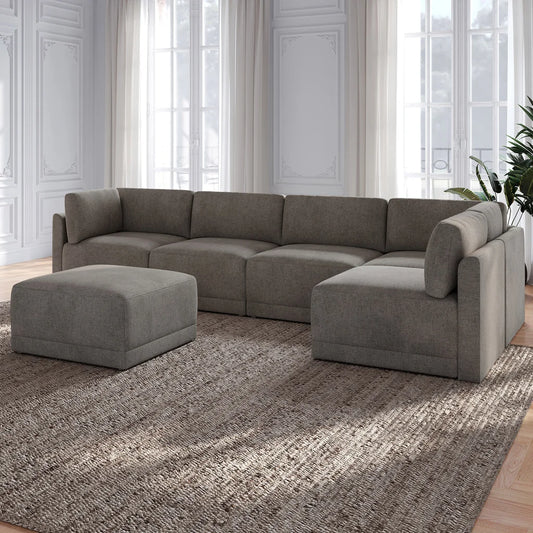 Fallon Modular Sectional 6-piece Gray with Ottoman
