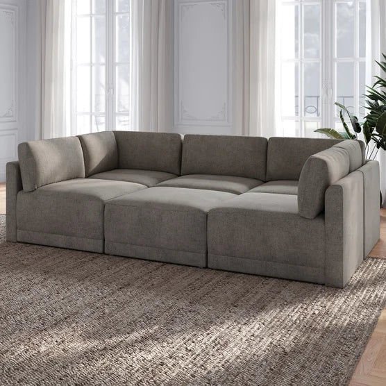 Fallon Modular Sectional 6-piece Gray with Ottoman