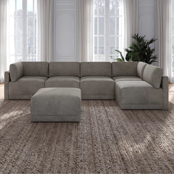 Fallon Modular Sectional 6-piece Gray with Ottoman