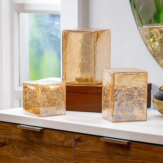 Glass Cubes and Spheres Towers, Set of 3