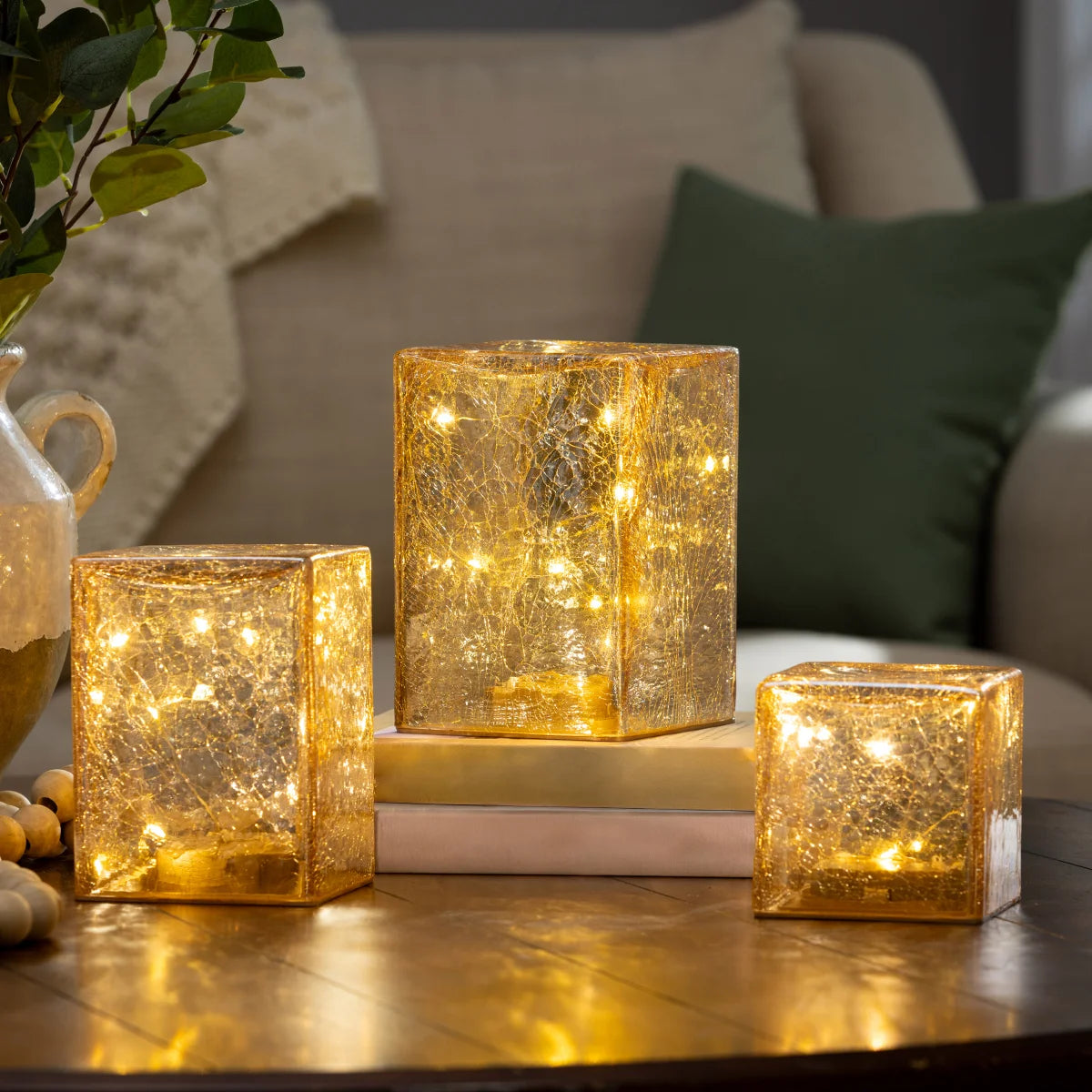Glass Cubes and Spheres Towers, Set of 3