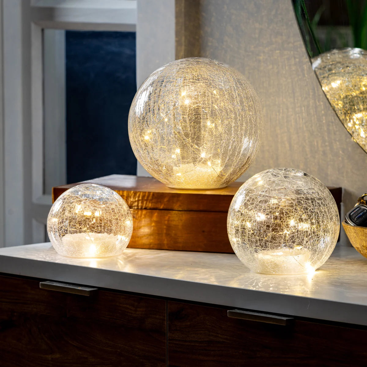 Glass Cubes and Spheres Towers, Set of 3