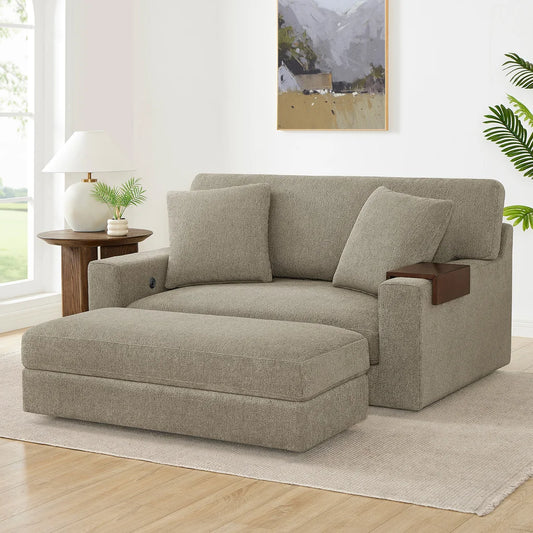 Gilroy Fabric Oversized Storage Chair and Storage Ottoman
