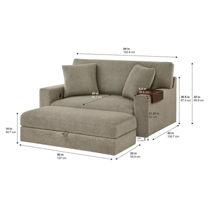 Gilroy Fabric Oversized Storage Chair and Storage Ottoman