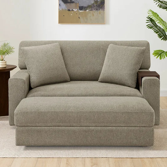 Gilroy Fabric Oversized Storage Chair and Storage Ottoman