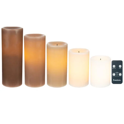 Warm Ombre LED Black Wick Candle Set with Remote, 5-piece