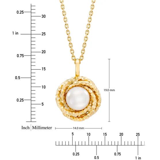 Freshwater Cultured 7-7.5 mm Pearl 14kt Yellow Gold Love Knot Pendant