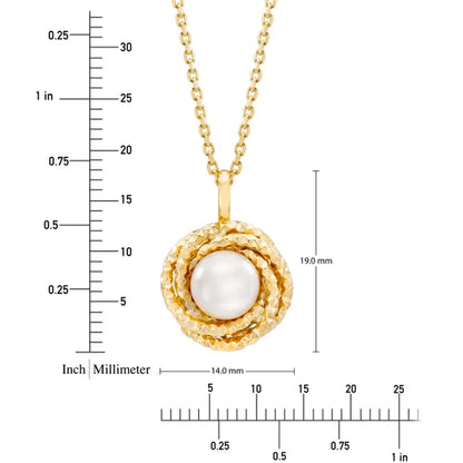 Freshwater Cultured 7-7.5 mm Pearl 14kt Yellow Gold Love Knot Pendant
