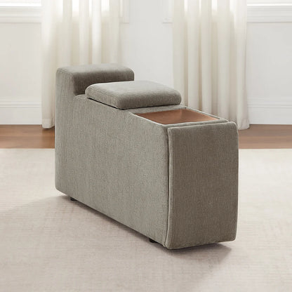 Sereen Storage Console with Wood Tray, Taupe