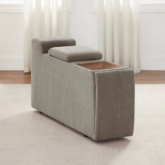 Sereen Storage Console with Wood Tray, Taupe