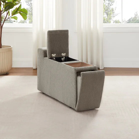 Sereen Storage Console with Wood Tray, Taupe
