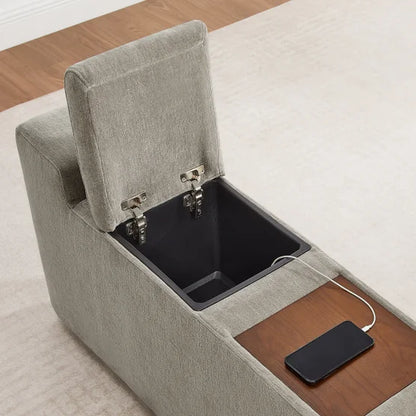 Sereen Storage Console with Wood Tray, Taupe