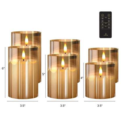 6-piece Flameless LED Candles Design Series Glass with Remote
