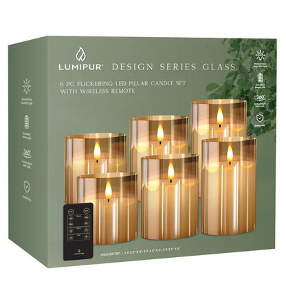 6-piece Flameless LED Candles Design Series Glass with Remote