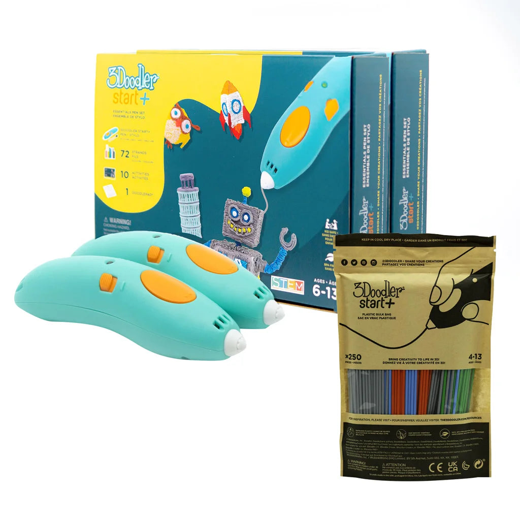 3Doodler Start+ 3D Pen Twin Pack Bundle with Bonus Refills & DoodlePad