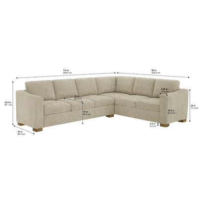 Ellsford 2-piece Fabric Sectional, Beige