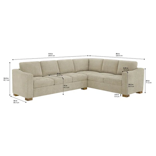 Ellsford 2-piece Fabric Sectional, Beige