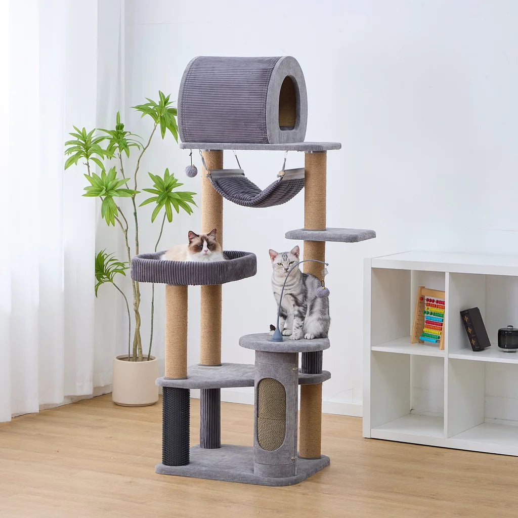 Catry Cascade Cat Tree, With 5 Levels and Condo, Gray