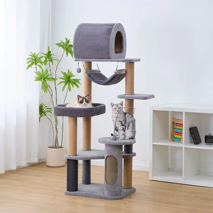 Catry Cascade Cat Tree, With 5 Levels and Condo, Gray