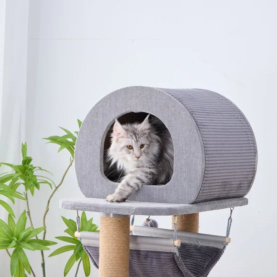 Catry Cascade Cat Tree, With 5 Levels and Condo, Gray