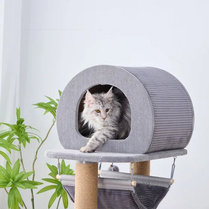 Catry Cascade Cat Tree, With 5 Levels and Condo, Gray