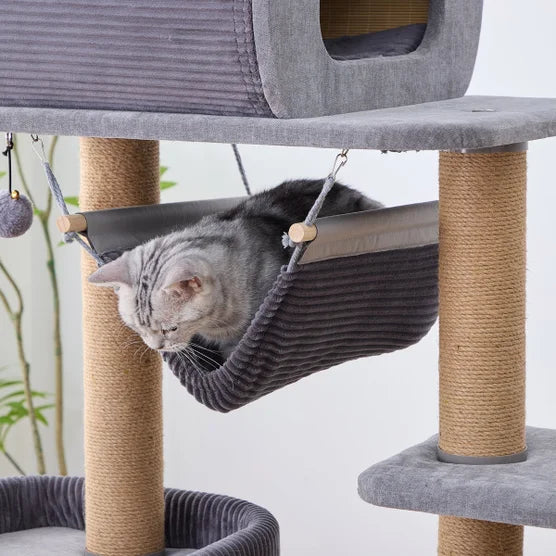 Catry Cascade Cat Tree, With 5 Levels and Condo, Gray