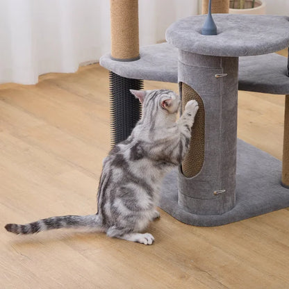 Catry Cascade Cat Tree, With 5 Levels and Condo, Gray