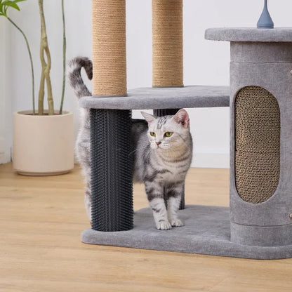Catry Cascade Cat Tree, With 5 Levels and Condo, Gray