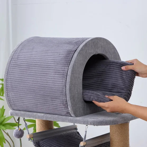 Catry Cascade Cat Tree, With 5 Levels and Condo, Gray