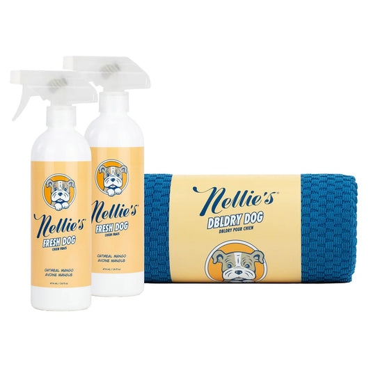 Dog Towel and Waterless Dog 16 fl oz Shampoo Bundle