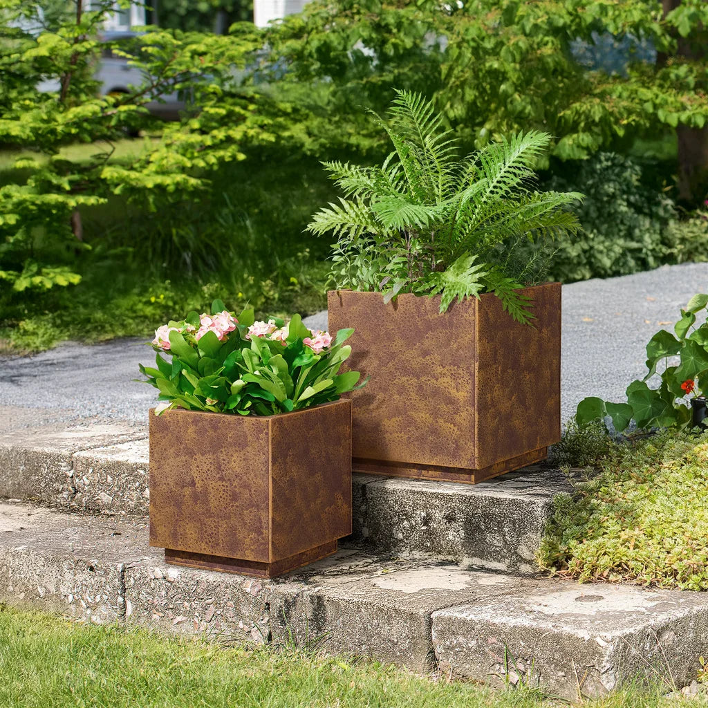 Corten Style Planters, Set of Two