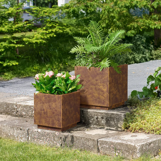 Corten Style Planters, Set of Two