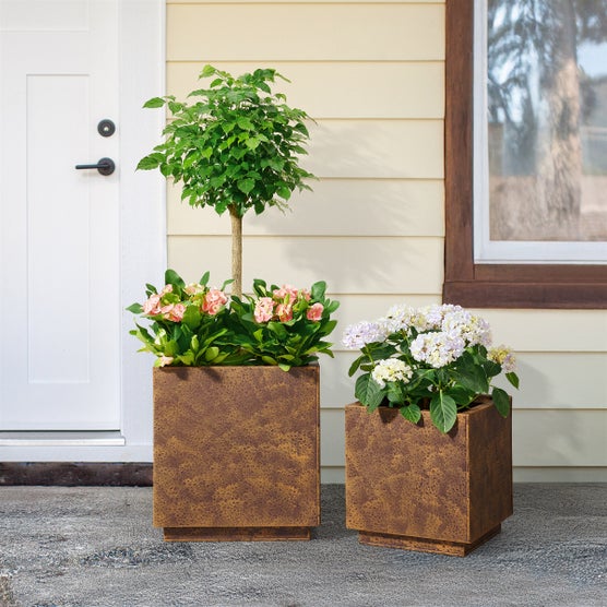 Corten Style Planters, Set of Two