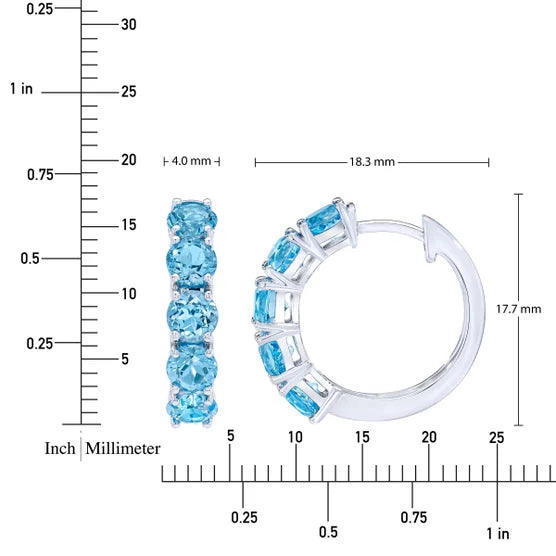 Swiss Blue Topaz 14kt White Gold Hoop Earrings