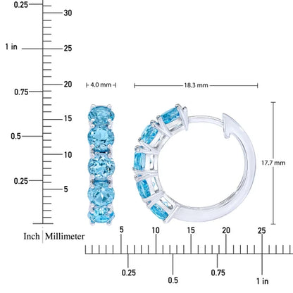 Swiss Blue Topaz 14kt White Gold Hoop Earrings