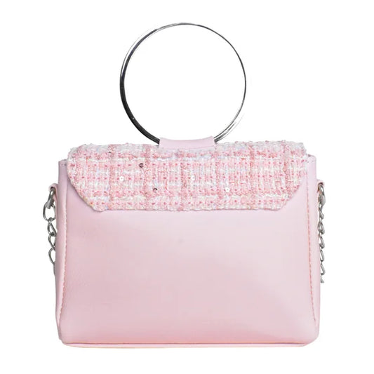 Tweed Butterfly Applique Mini Flap Bag