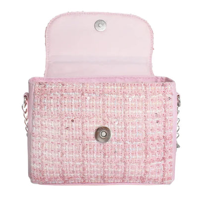 Tweed Butterfly Applique Mini Flap Bag
