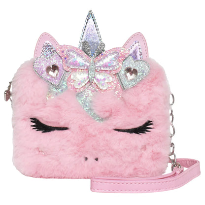 Miss Gwen Unicorn Pink Plush Crossbody Bag