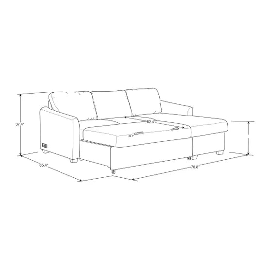 Cameron Convertible Sofa with Reversible Chaise and Storage, Gray