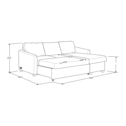 Cameron Convertible Sofa with Reversible Chaise and Storage, Gray