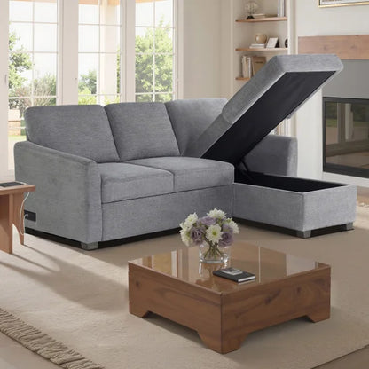 Cameron Convertible Sofa with Reversible Chaise and Storage, Gray