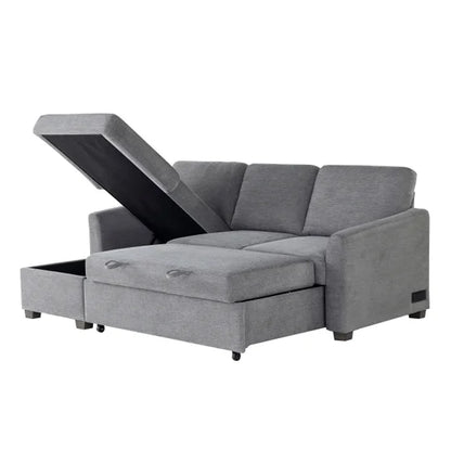 Cameron Convertible Sofa with Reversible Chaise and Storage, Gray