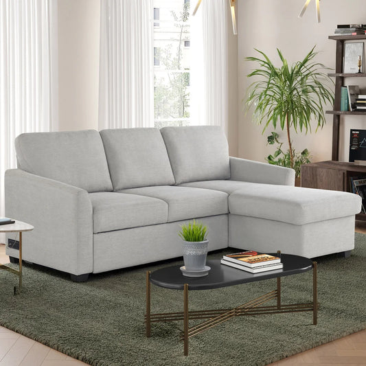 Cameron Convertible Sofa with Reversible Chaise and Storage, Beige