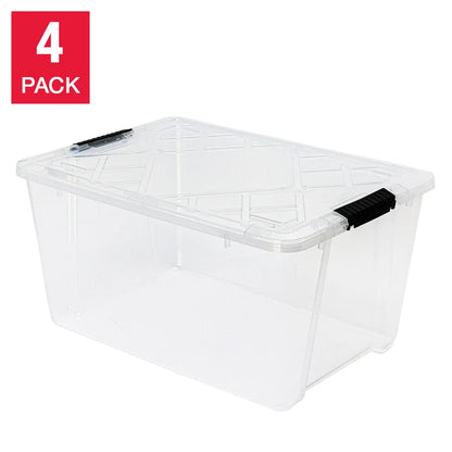45 Quart Storage Bin with Latching Lid, 4-pack