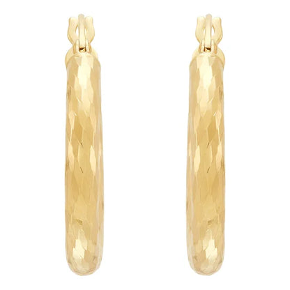 14kt Yellow Gold Diamond Cut Hoop Earrings