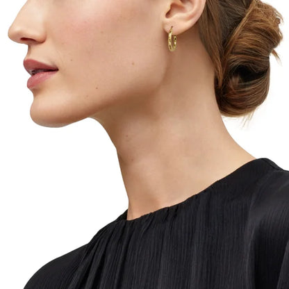 14kt Yellow Gold Diamond Cut Hoop Earrings