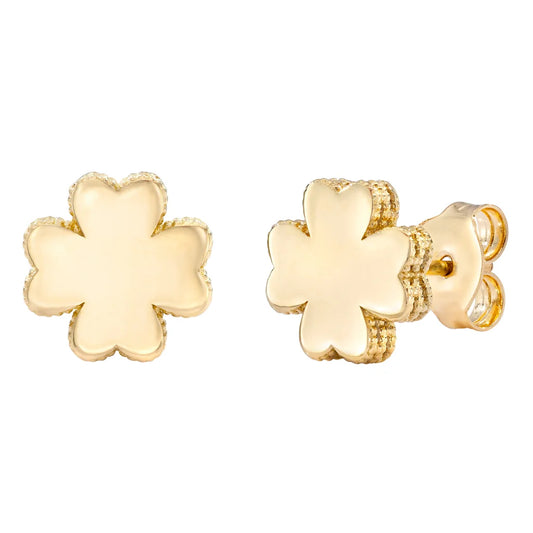 14kt Yellow Gold High Polish Clover Stud Earrings