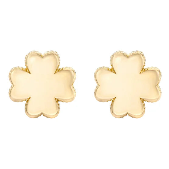 14kt Yellow Gold High Polish Clover Stud Earrings