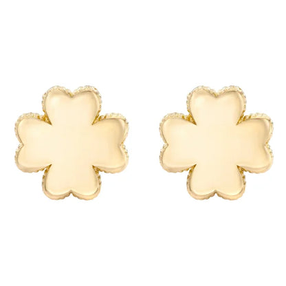 14kt Yellow Gold High Polish Clover Stud Earrings