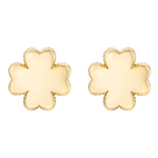 14kt Yellow Gold High Polish Clover Stud Earrings